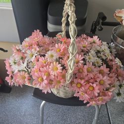 Silk Flowers With Basket 
