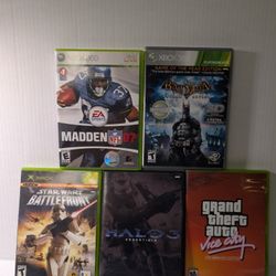 Xbox 360 Games Qty 5 Halo3, Star Wars, Grand Theft Auto & More