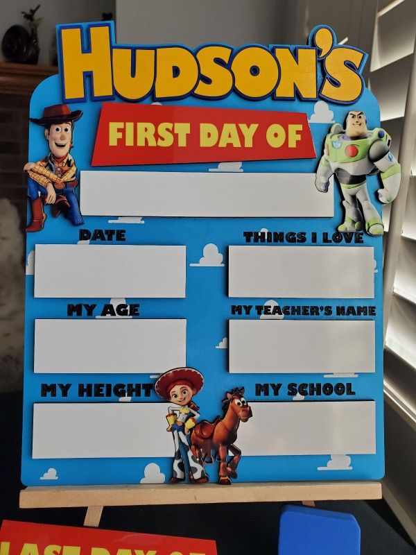 First Day Of School Toy Story Sign, Toy Story Back To School Photo Prop, Personalized Toy Story First Day Of School Sign, Interchangeable 1st Day Of