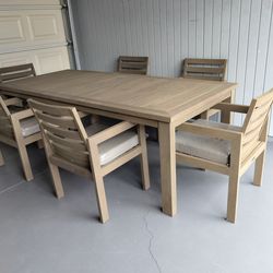 Outdoor patio teak wood table and 8 chairs