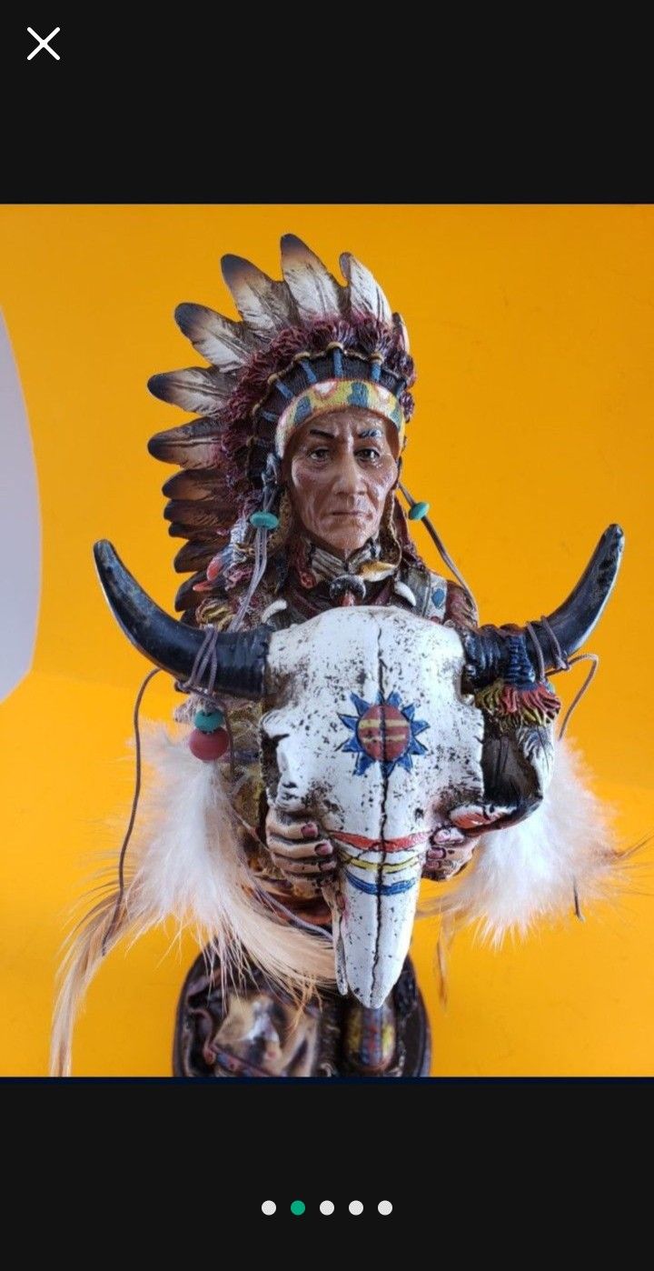 Chief INDIAN Statue Mdf 17" Tall New