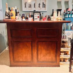 Wood Bar with wine rack, and wine
