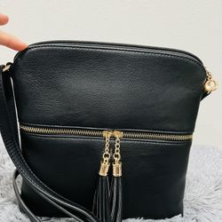 Black Soft Leather Black Bag