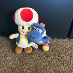 Toad and yoshi plush