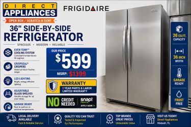 Frigidaire FRSN2610AF Side-by-Side Refrigerator – Open Box / Scratch & Dent  💲 Only $599 (MSRP $1,399)