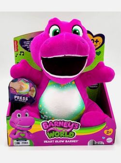 Mattel Fisher-Price Barney's World Heart Glow Barney 11.5-Inch Plush with 40+ Music & Lights New Toy