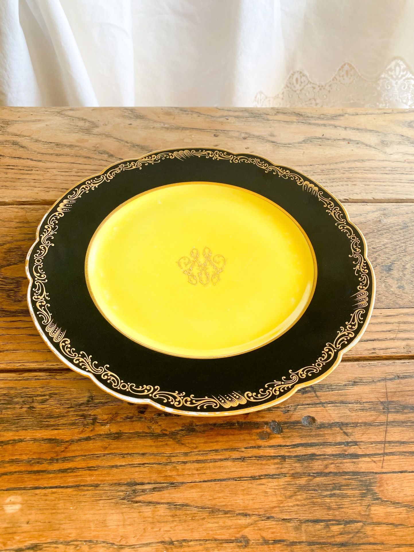 Victorian 1880s Rihouet Lerosey Monogrammed French Dinner Plate