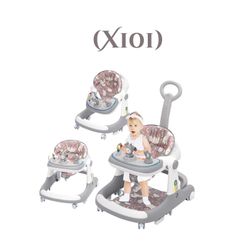 Baby Boy Girl Walker 6 Months, 3 in 1 Baby Walker Walker Baby Walker Walking Aid Learning to Walk Walker Pusher Grey (X101)