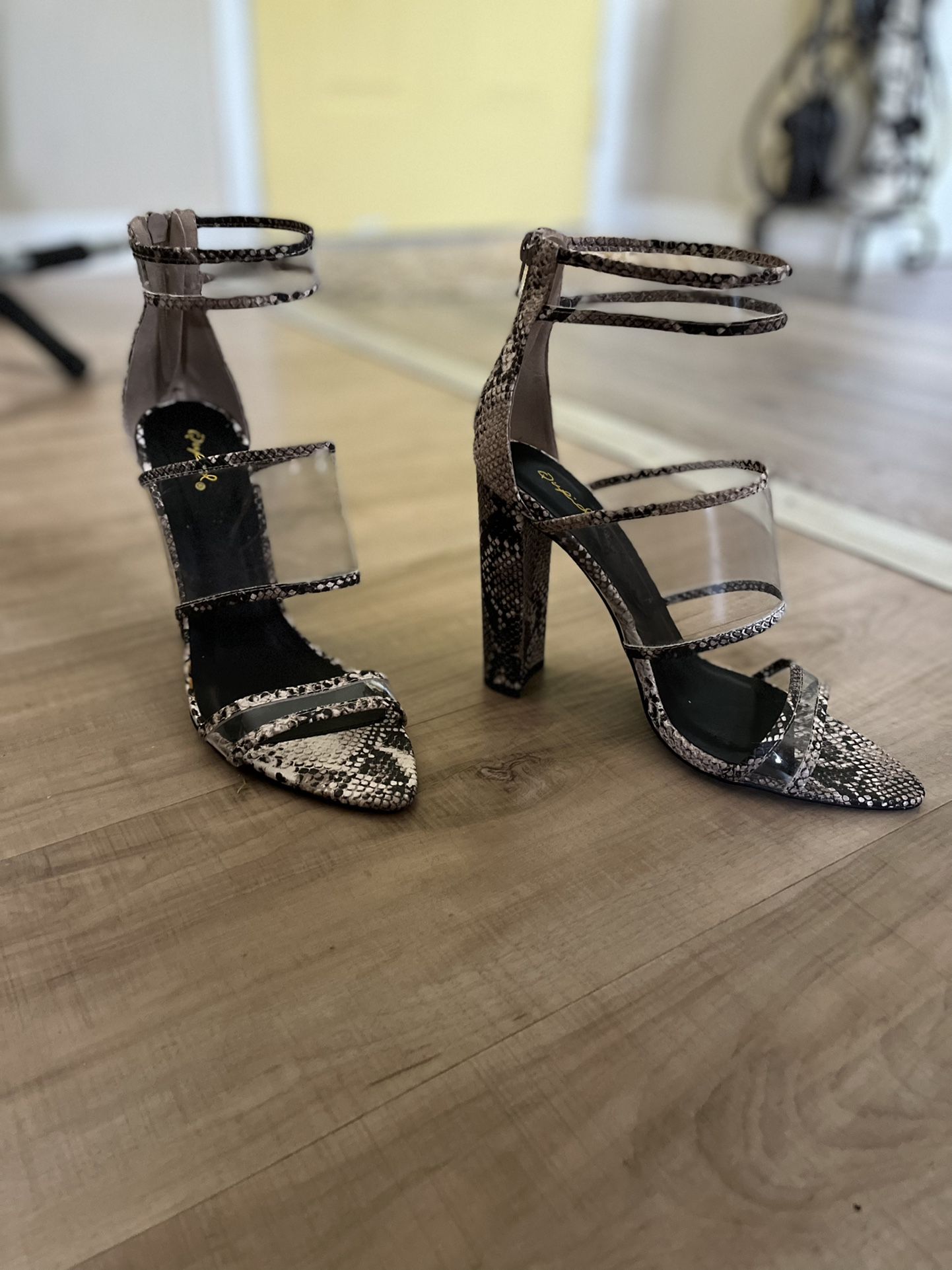 Snakeskin And Clear Heels 