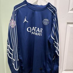 Nike Jordan PSG Jersey Fourth Blue Long Sleeve Doue Size XXL