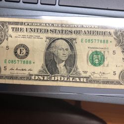 Rare 1 Dollar Star Note With 888 Fancy Serial #