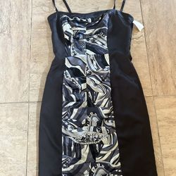 Bebe STRAPLESS BUSTIER Dress Size S Color B/W