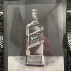 Charcoal Drawing Art Johnnie Walker Blue Label Scotch
