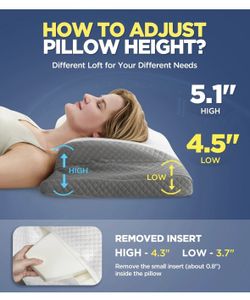 Ultra Comfort Cervical Neck Pillow for Pain Relief, Adjustable Side Sleeper Pillow Fit Shoulder Perfectly, Odorless Ergonomic Memory Foam Pillow w/Arm