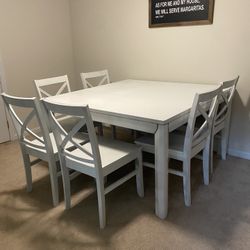 Solid Wood Table w/ 6 Matching Chairs