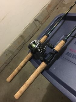 Fishing equipment: 2 rods and 3 bait casting reels