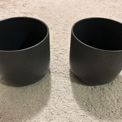 Two Dark Brown Ceramic Pots