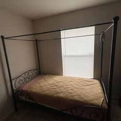 Twin Canopy Bed + Mattress