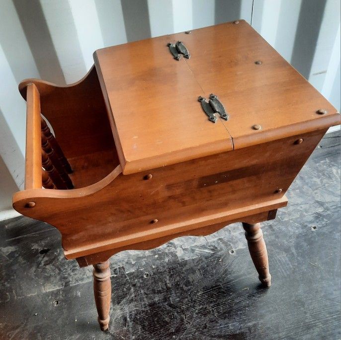 Antique solid wood dough box end table - $45