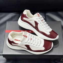 Prada America's Cup Sneakers ruby and White Leather and white Leather size 11