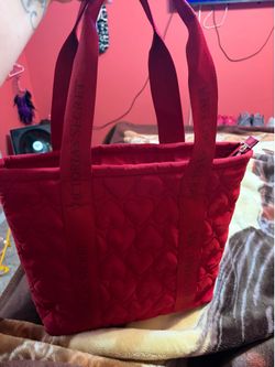 Red heart shaped tote bag