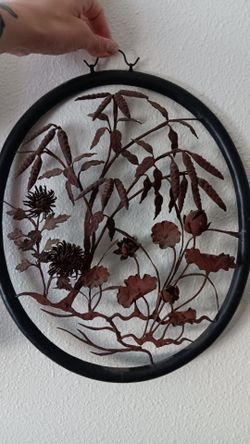 Antique Round Metal Floral Wall Art
