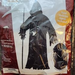 Kids Children's Grim Reaper Halloween Costume Sz Xl 12-14