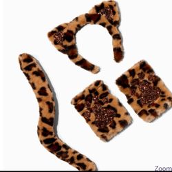 New Leopard Headband Tail And Mittens