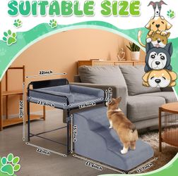 ROYALAY Dog Office Chair with Ramp, Bed, and 3-Step Pet Stairs, Cat Desk Bed, Non-Slip Dog Cot, Indoor Use