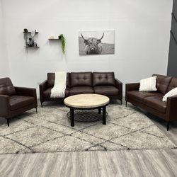 Abbyson Top Grain Leather Sectional Couch 