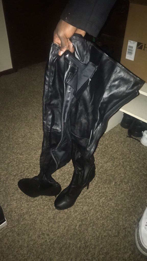 Black thigh boots