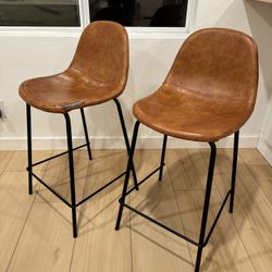 Faux Leather Modern Barstools 2x