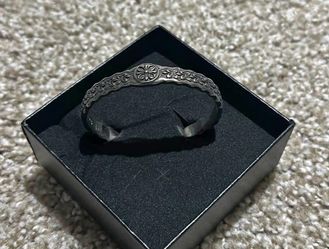 Chrome Hearts Silver Detailed Design Cuff Bracelet