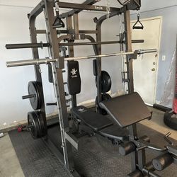 Vesta Fitness Smith Machine 2001 w/Bench Attachment | 230lb Bumpers Weights | 7ft Olympic Bar | Fitness | Gym Equipment | FREE DELIVERY 🚚 