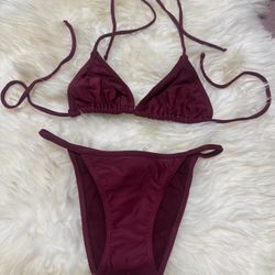 New Small burgandy bikini y2k festival rave outfit raver swimsuit swim   