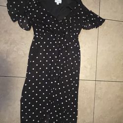 Black polka dot dress