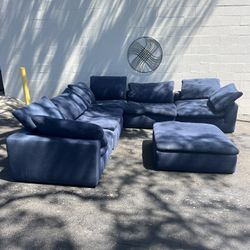 6pc Navy Blue Modular Cloud Couch 