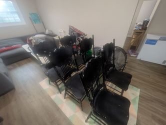 Country style dining chairs.