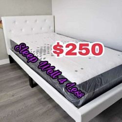 NEW TWIN BED FRAME AND MATTRESS 