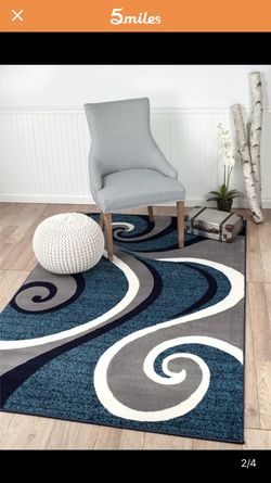 Brand new modern design rug size 5x7 nice blue carpet