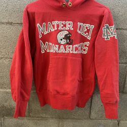 Vintage Champion Reverse Weave MATER DEI Football Sweatshirt Red Size Small