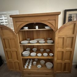 Large Wood Armoire Wardrobe Closet, Wine Bar, Storage Unit For Cheap