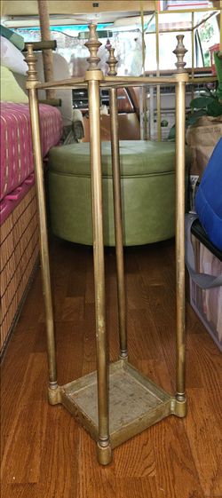 Vintage Brass and Cast Iron Umbrella Stand