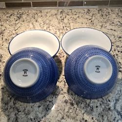   Lovely Blue & White Pier 1 Imports~ Porcelain Set of 4 RICE -  Bowls  ~ Like New 🍚