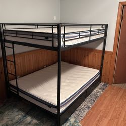 Full Over Full Metal Bunk bed With Mattresses 