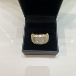 Men's Genuine Diamond Cluster Ring (1/2 ct. t.w.) in 18k Yellow Gold-Plated Sterling Silver 