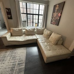 Macy’s White Leather Sectional