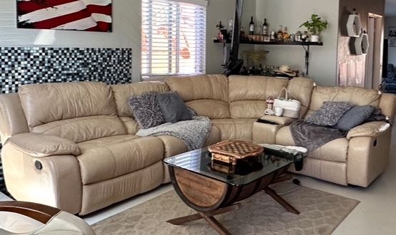 Leather Sectional Sofa w/ Recliners