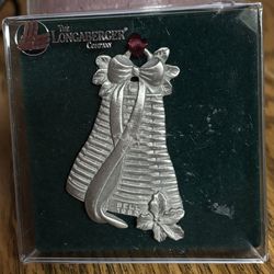 The Longaberger Company Pewter Bell Basket 1983 Christmas Ornament Vintage