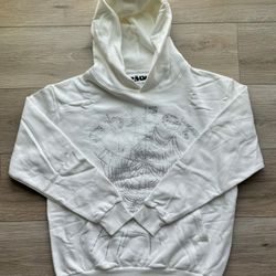 Sp5der OG White Rhinestone Hoodie